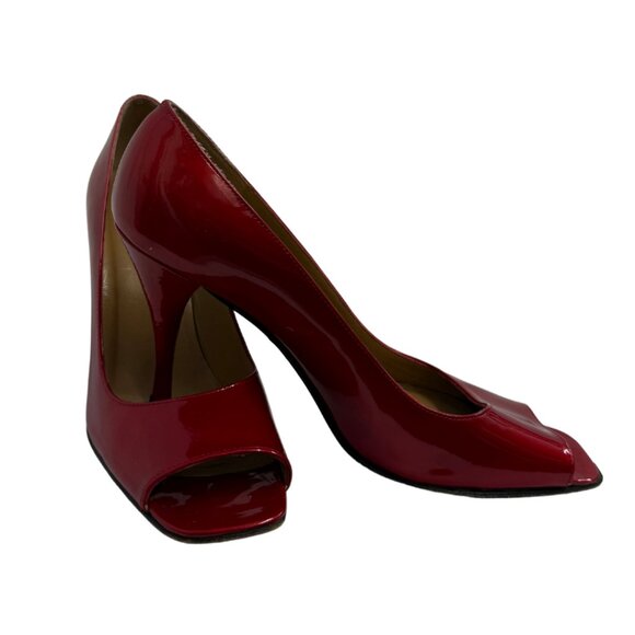 Stuart Weitzman Red Open Toe Heels - Picture 5 of 7